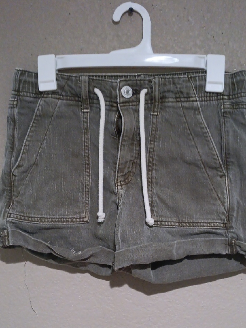 American Eagle Outfitters Olive Green Drawstring Jean Shorts